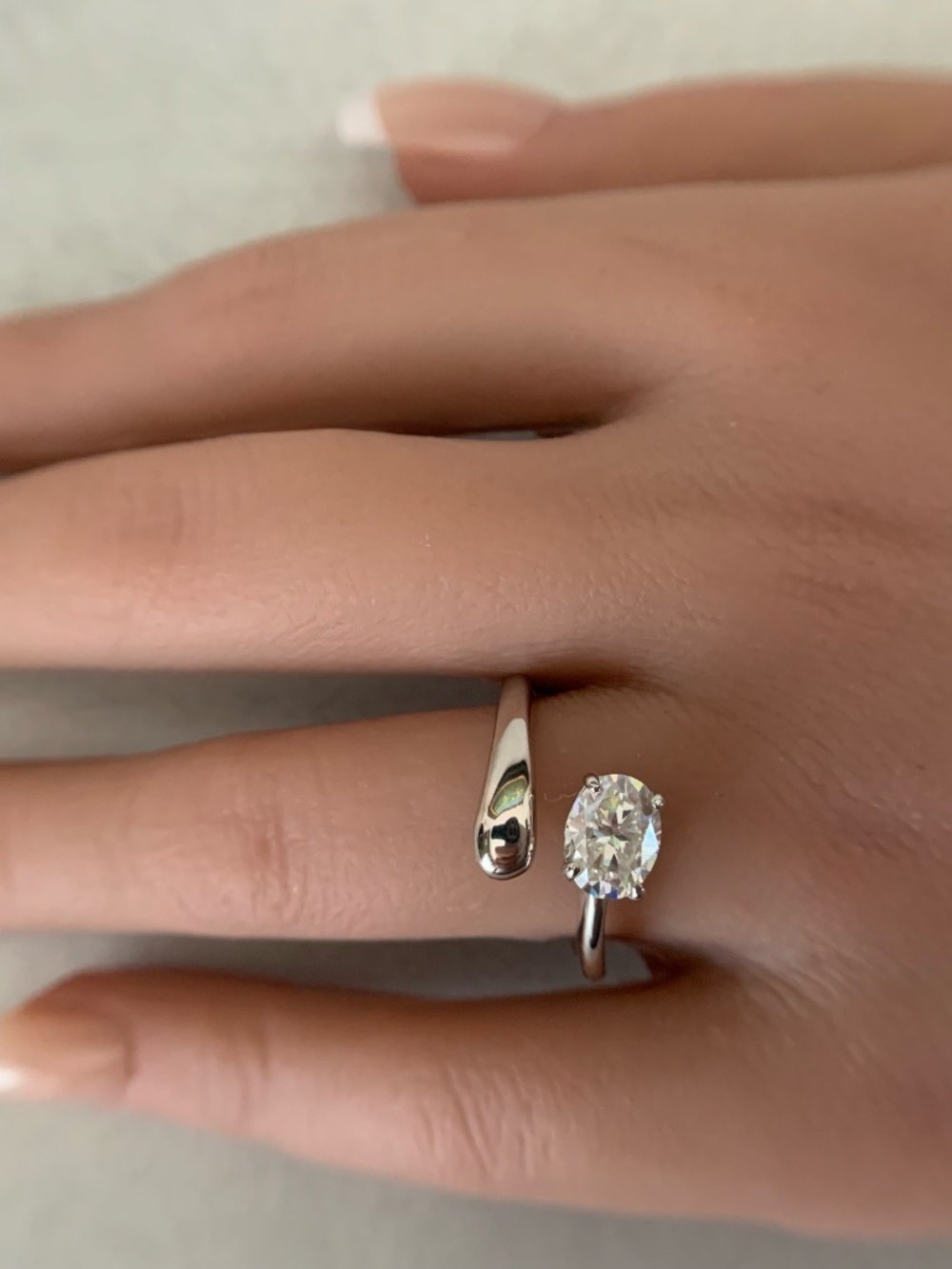 1.5CT Oval Moissanite Engagement Ring Sterling Silver Twist Band